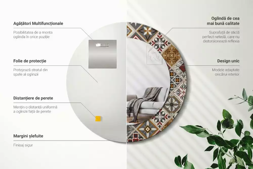 Kulaté zrcadlo s potiskem Turecký vzor