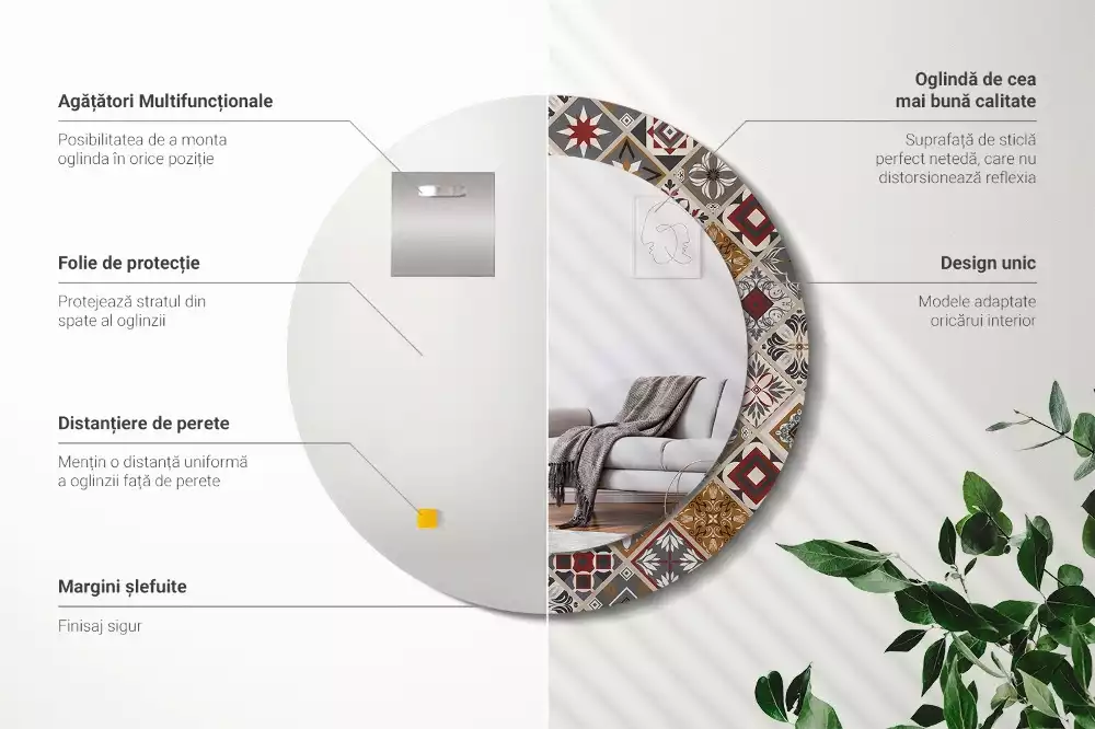 Kulaté zrcadlo s potiskem Turecký vzor