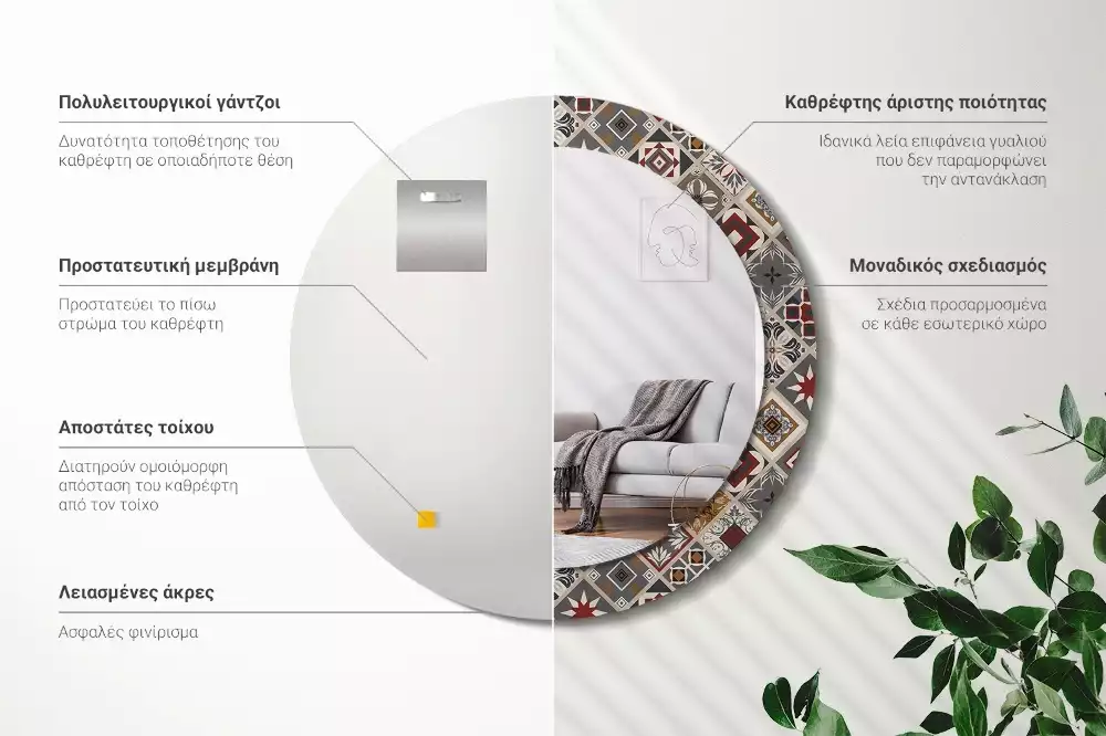 Kulaté zrcadlo s potiskem Turecký vzor