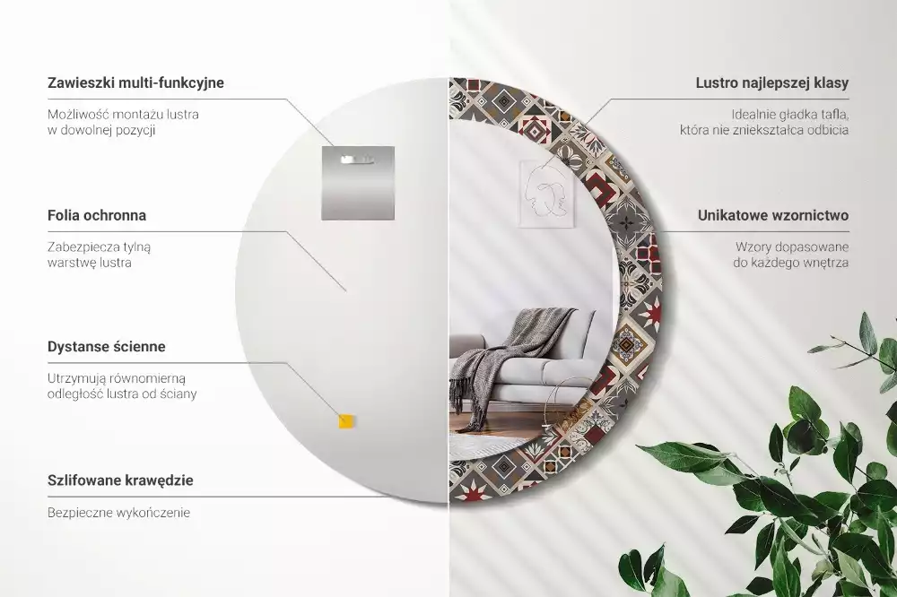 Kulaté zrcadlo s potiskem Turecký vzor