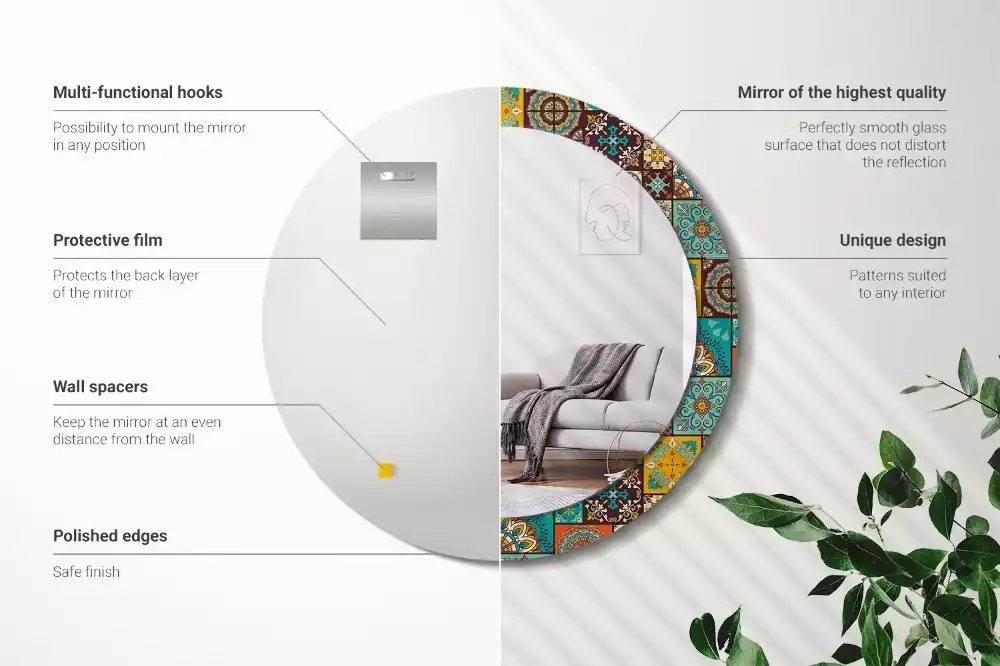 Kulaté zrcadlo s potiskem Arabský vzor