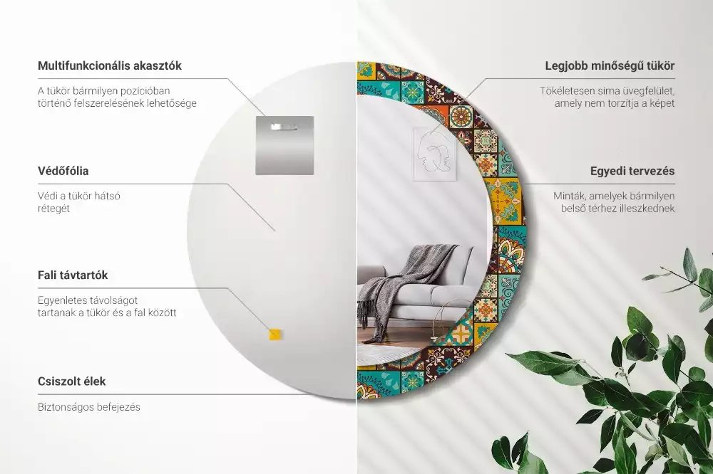 Kulaté zrcadlo s potiskem Arabský vzor