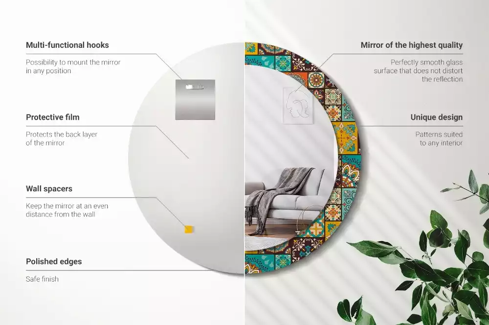 Kulaté zrcadlo s potiskem Arabský vzor