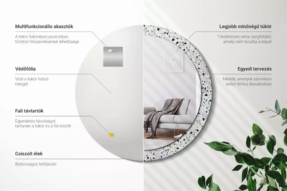 Kulaté zrcadlo s potiskem Přírodní kámen