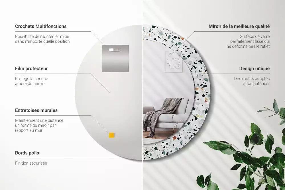 Kulaté zrcadlo s potiskem Přírodní kámen