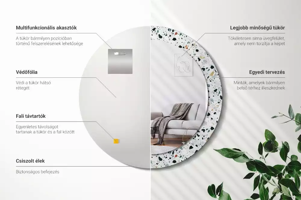 Kulaté zrcadlo s potiskem Přírodní kámen