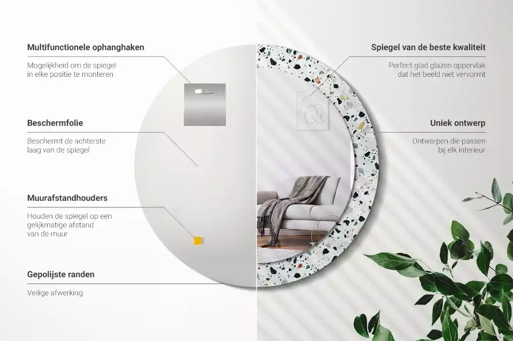 Kulaté zrcadlo s potiskem Přírodní kámen