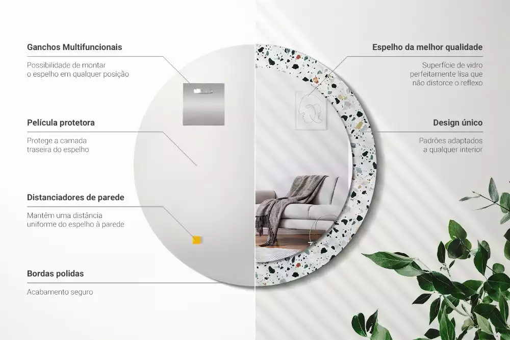 Kulaté zrcadlo s potiskem Přírodní kámen