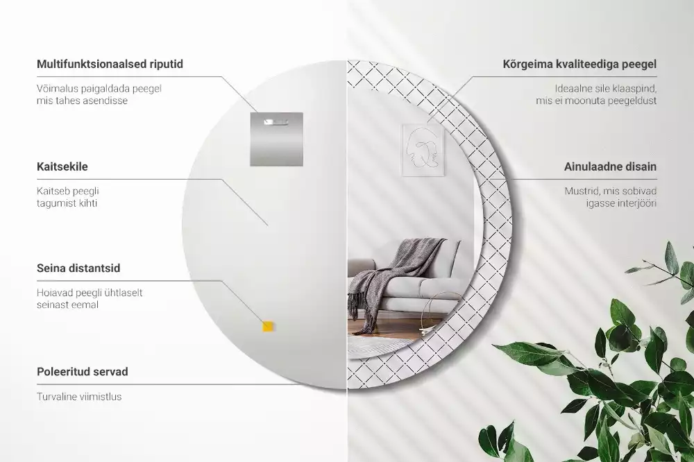 Kulaté zrcadlo s potiskem Křížové čáry