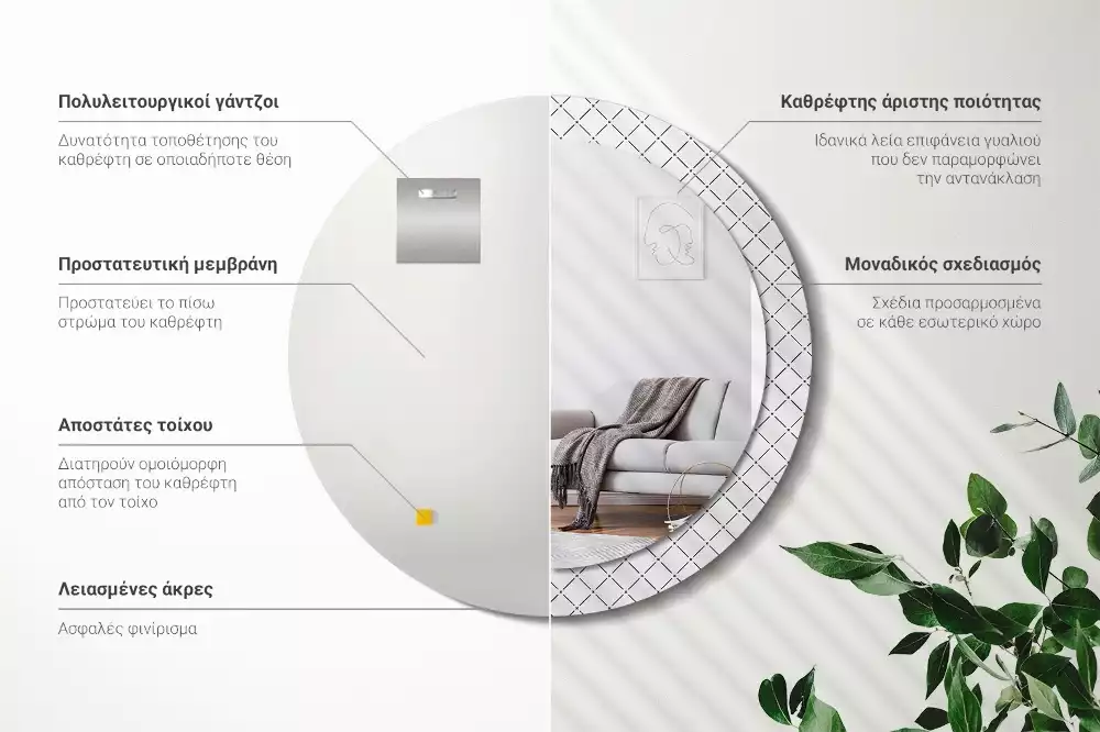 Kulaté zrcadlo s potiskem Křížové čáry