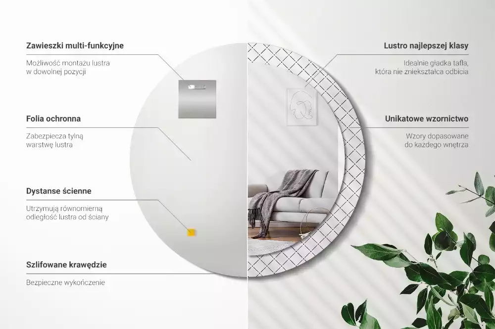 Kulaté zrcadlo s potiskem Křížové čáry