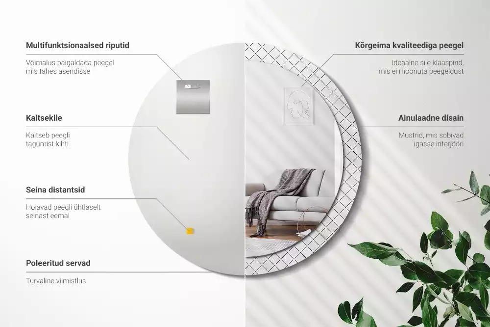 Kulaté zrcadlo s potiskem Křížové čáry