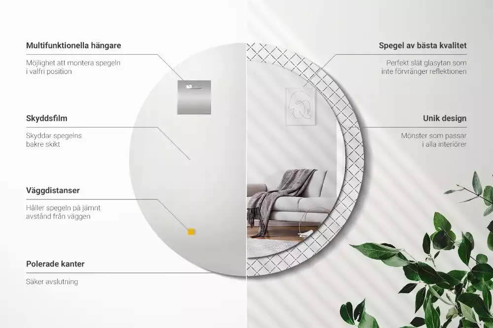 Kulaté zrcadlo s potiskem Křížové čáry