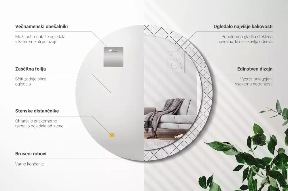 Kulaté zrcadlo s potiskem Křížové čáry