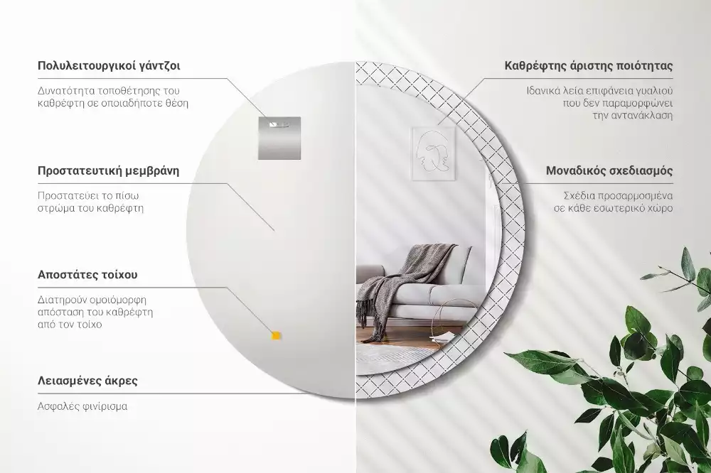 Kulaté zrcadlo s potiskem Křížové čáry