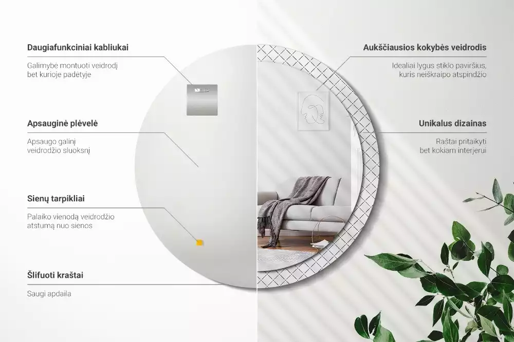 Kulaté zrcadlo s potiskem Křížové čáry