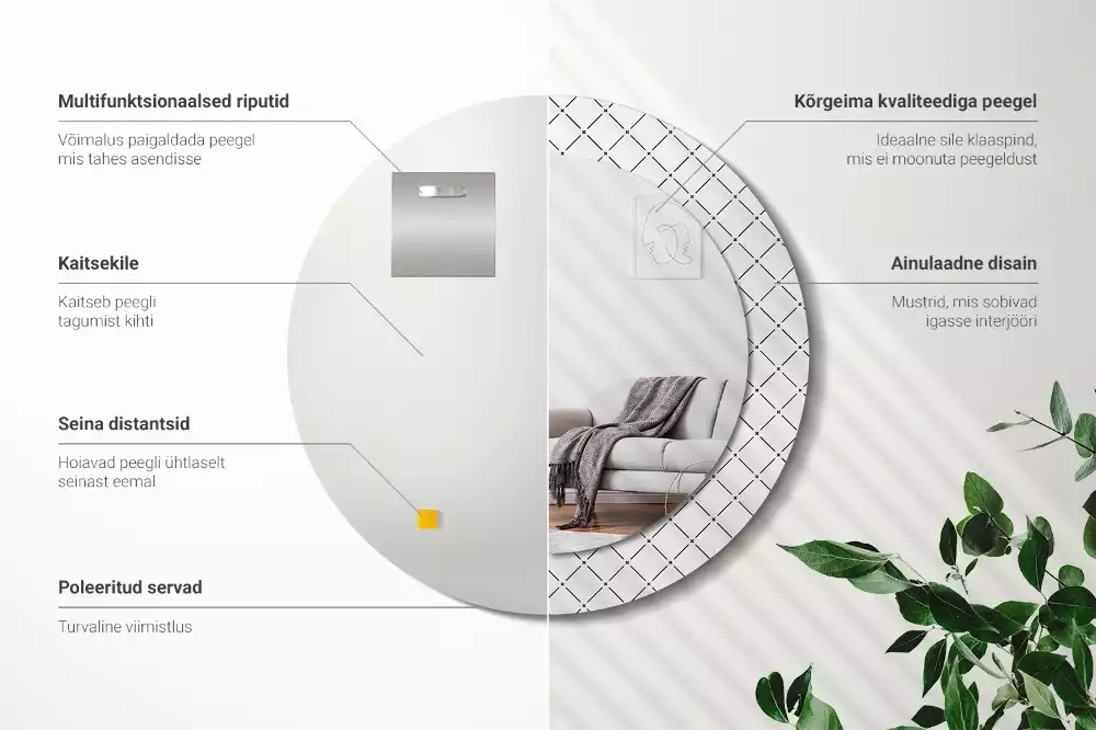 Kulaté zrcadlo s potiskem Křížové čáry