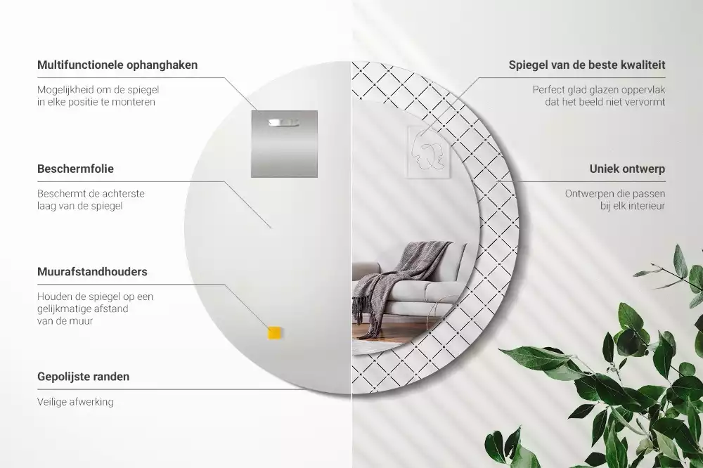 Kulaté zrcadlo s potiskem Křížové čáry