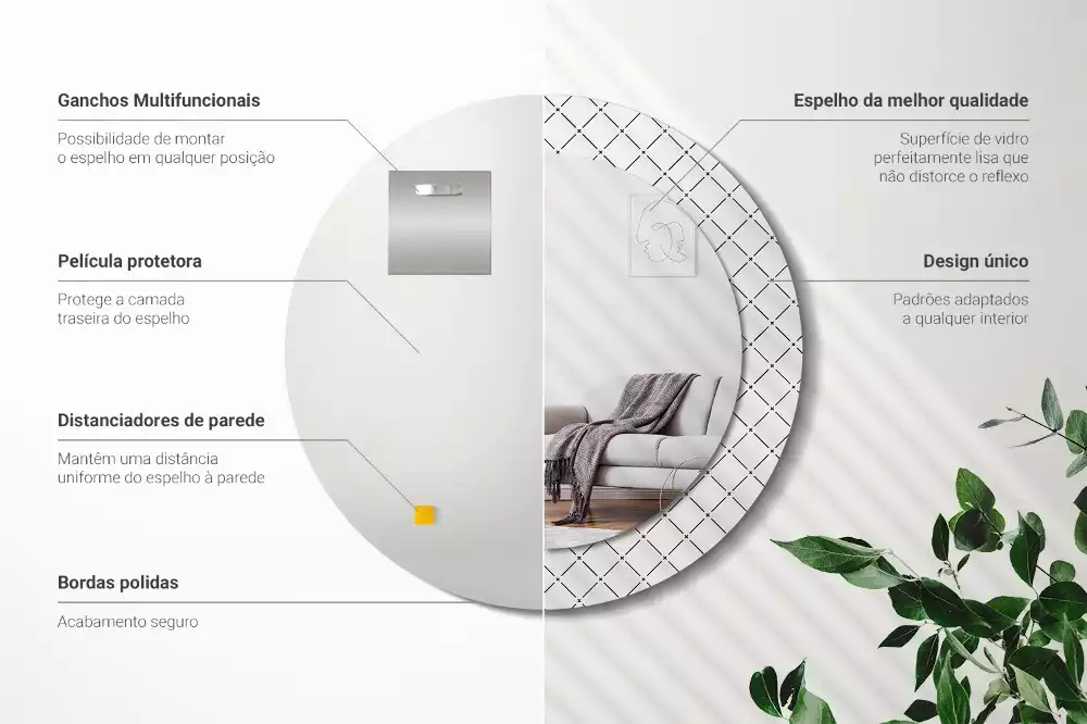 Kulaté zrcadlo s potiskem Křížové čáry