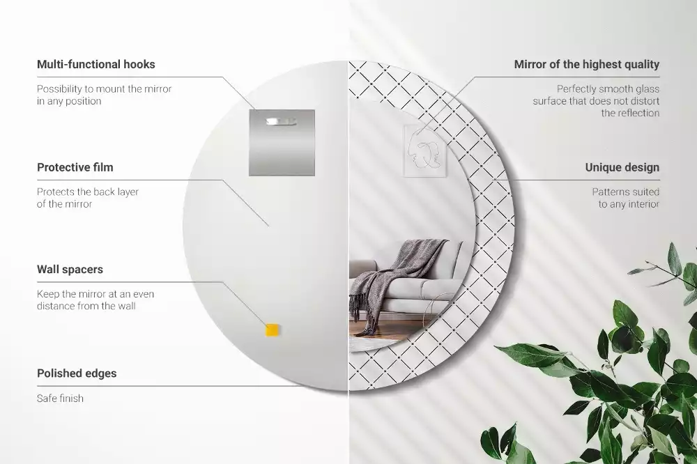 Kulaté zrcadlo s potiskem Křížové čáry