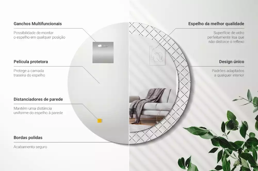 Kulaté zrcadlo s potiskem Křížové čáry