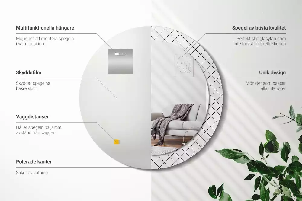 Kulaté zrcadlo s potiskem Křížové čáry