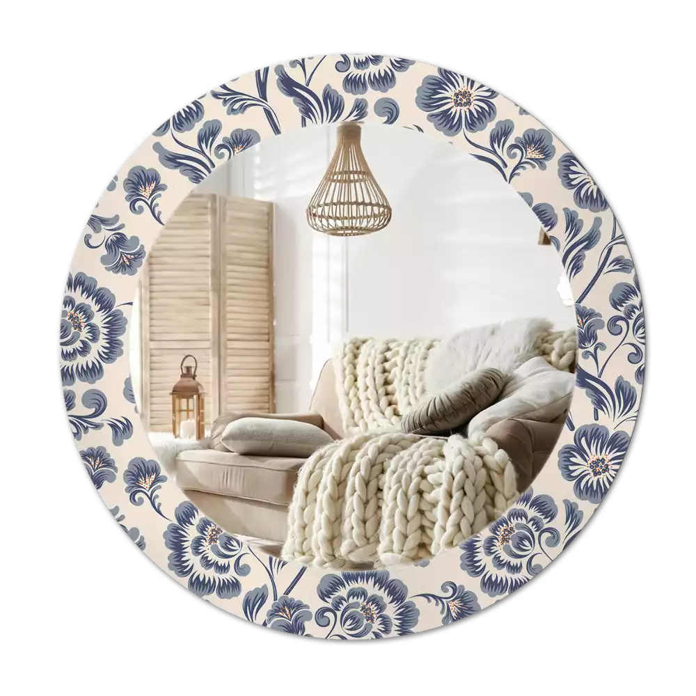 Kulaté zrcadlo s potiskem květinový vzor