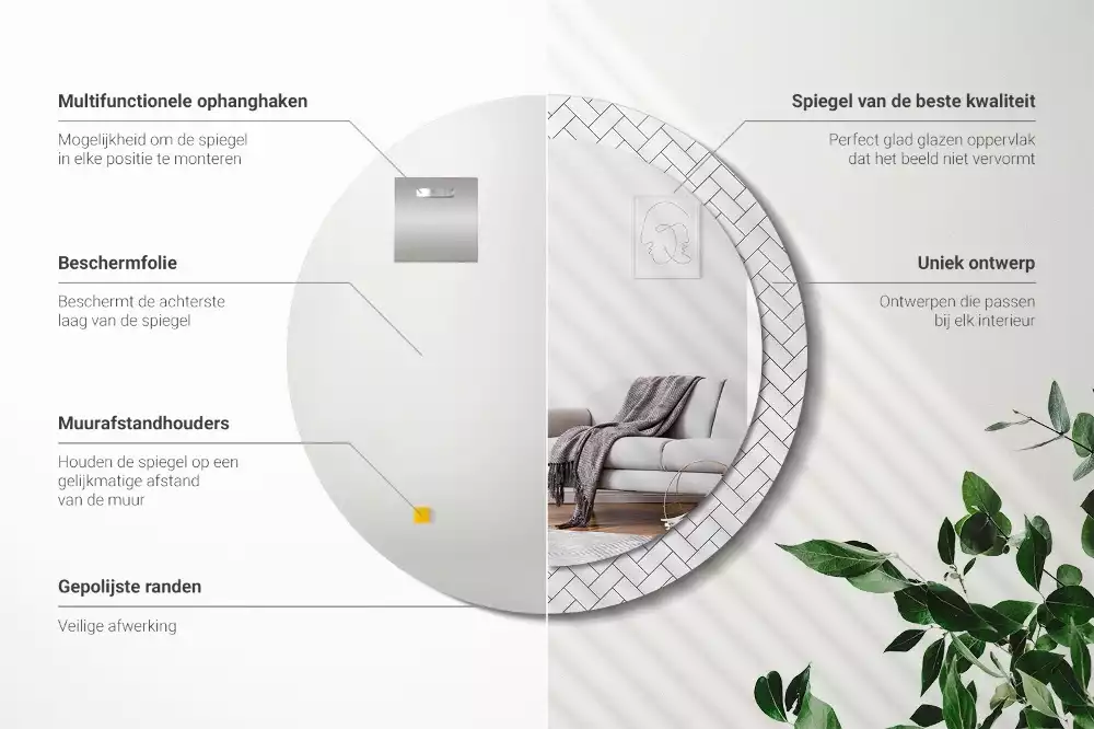 Kulaté zrcadlo s potiskem Rybí kost