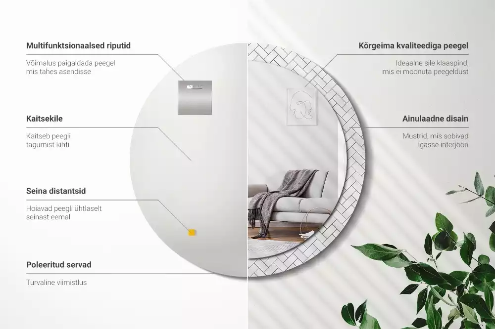 Kulaté zrcadlo s potiskem Rybí kost