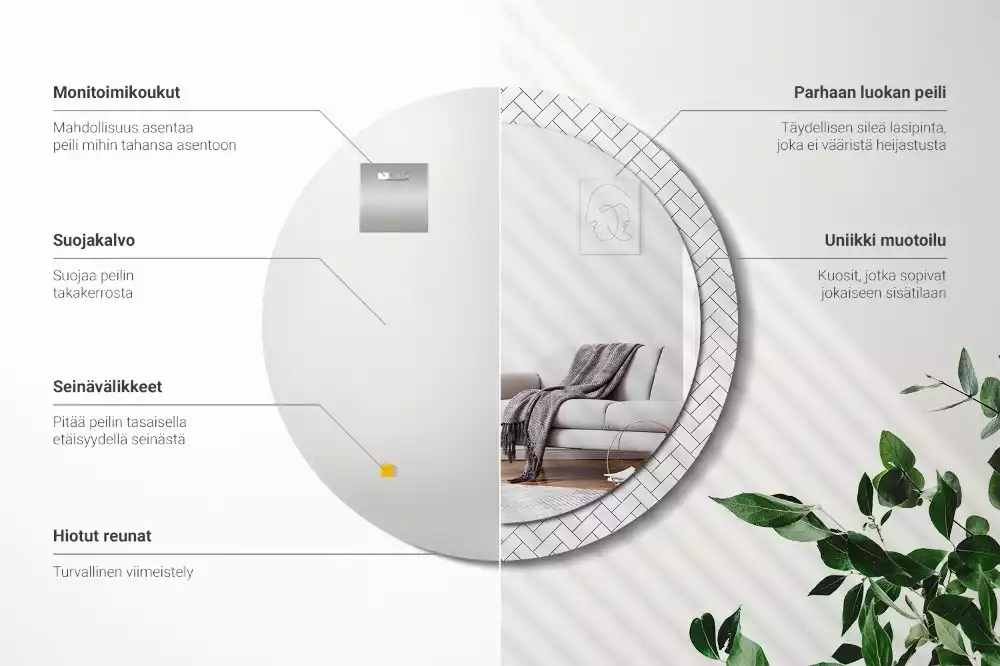 Kulaté zrcadlo s potiskem Rybí kost