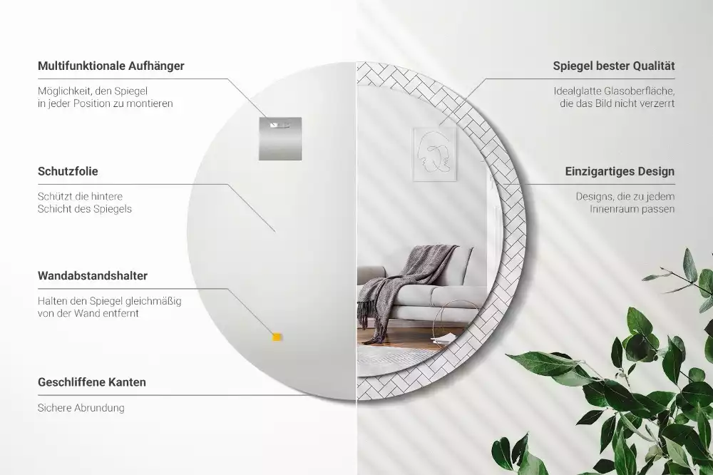 Kulaté zrcadlo s potiskem Rybí kost