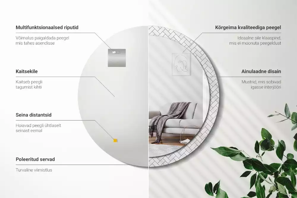 Kulaté zrcadlo s potiskem Rybí kost