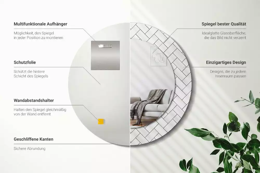 Kulaté zrcadlo s potiskem Rybí kost