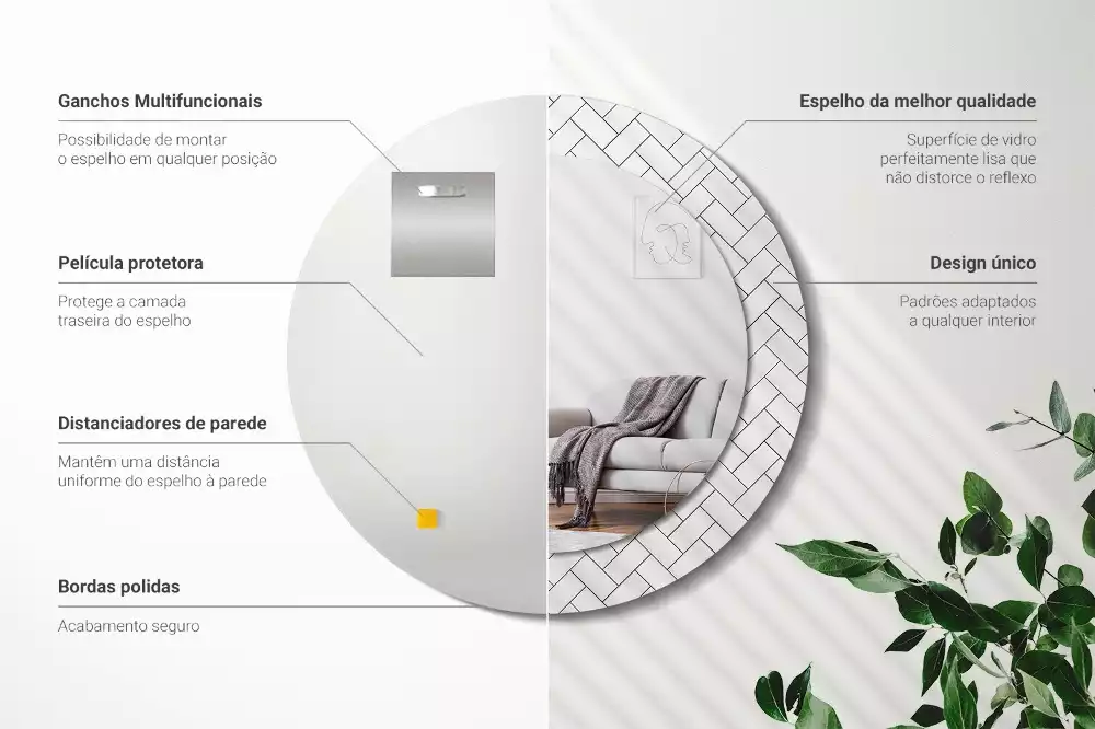 Kulaté zrcadlo s potiskem Rybí kost