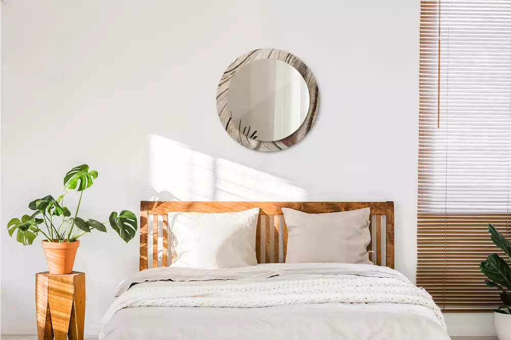 Kulaté zrcadlo s potiskem Popraskané dřevo