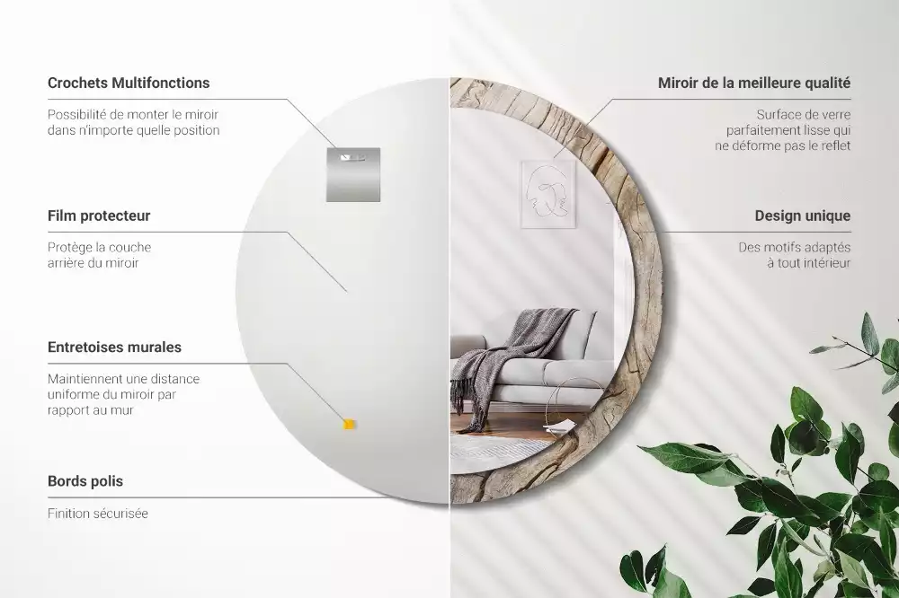 Kulaté zrcadlo s potiskem Popraskané dřevo