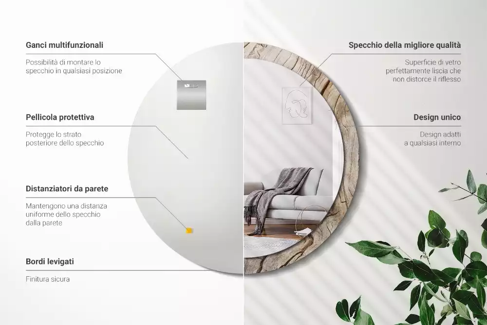 Kulaté zrcadlo s potiskem Popraskané dřevo