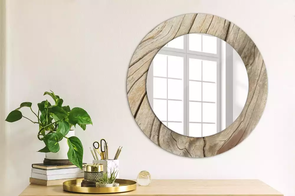 Kulaté zrcadlo s potiskem Popraskané dřevo