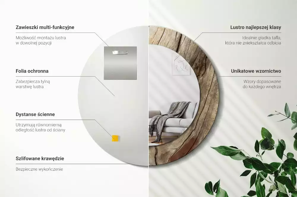 Kulaté zrcadlo s potiskem Popraskané dřevo