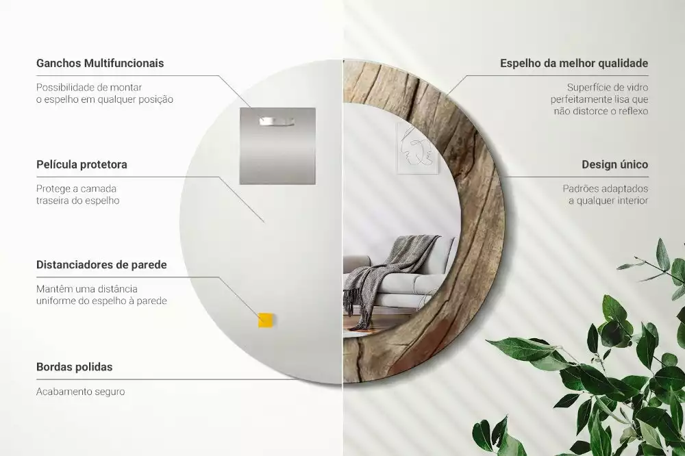 Kulaté zrcadlo s potiskem Popraskané dřevo