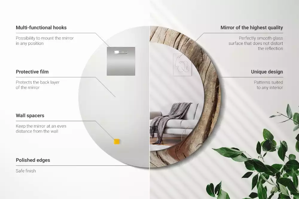 Kulaté zrcadlo s potiskem Popraskané dřevo