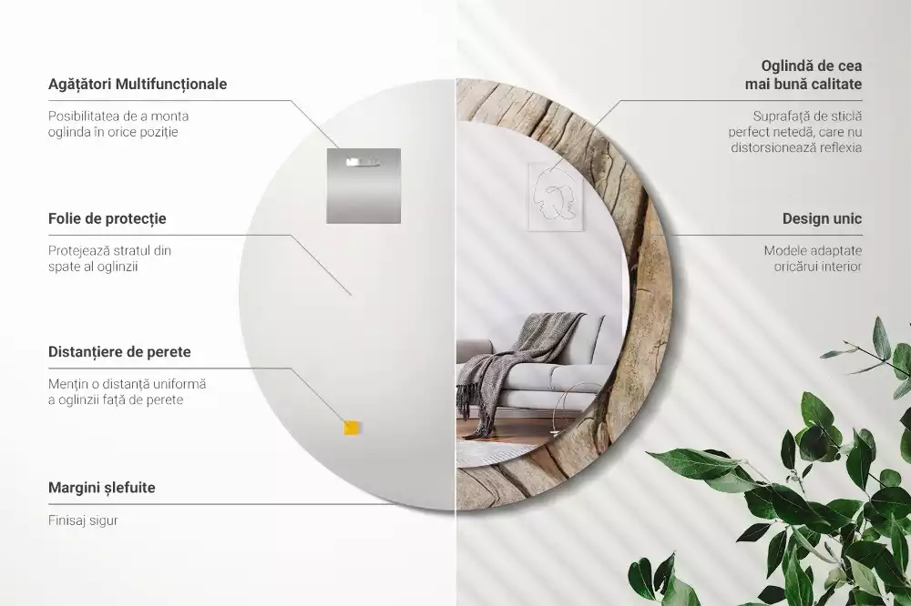 Kulaté zrcadlo s potiskem Popraskané dřevo