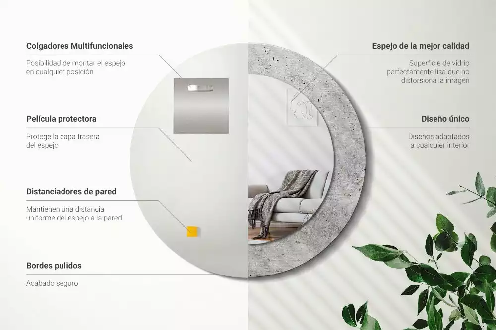 Kulaté dekorativní zrcadlo Šedý beton