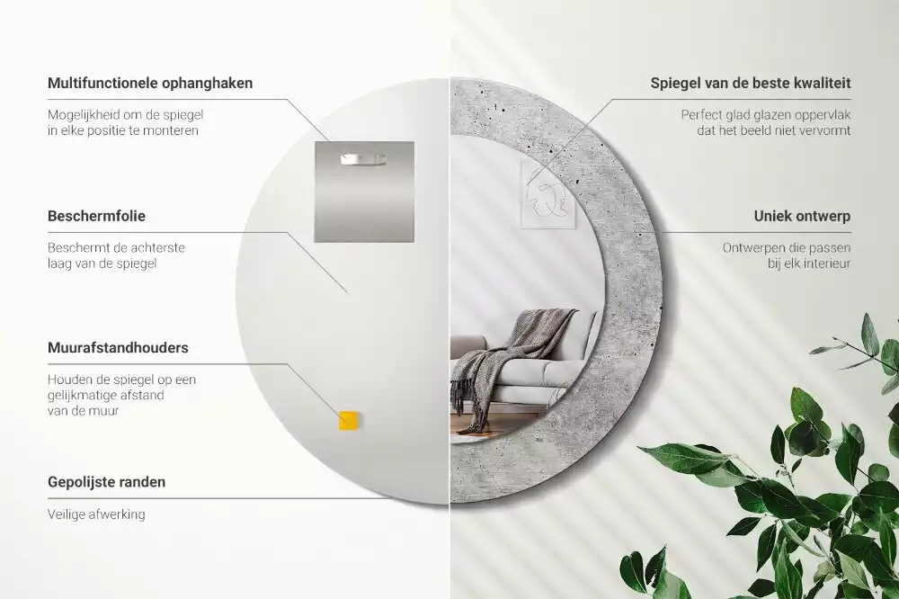 Kulaté dekorativní zrcadlo Šedý beton
