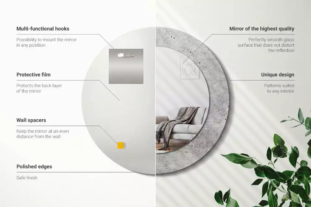 Kulaté dekorativní zrcadlo Šedý beton