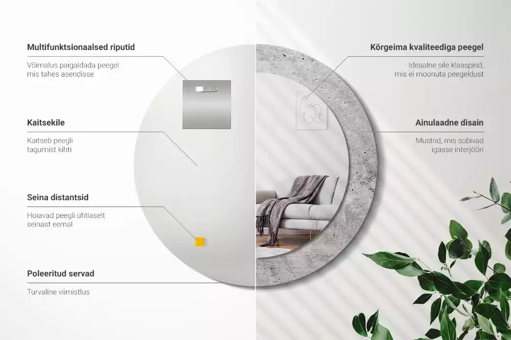 Kulaté dekorativní zrcadlo Šedý beton