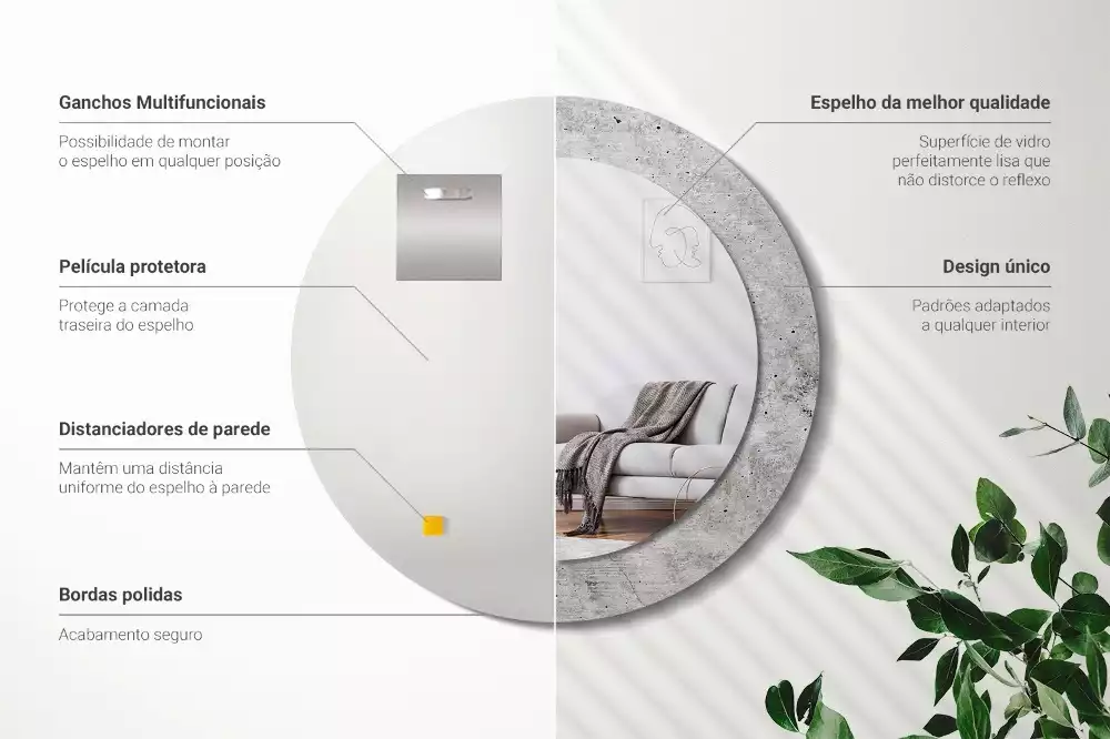 Kulaté dekorativní zrcadlo Šedý beton