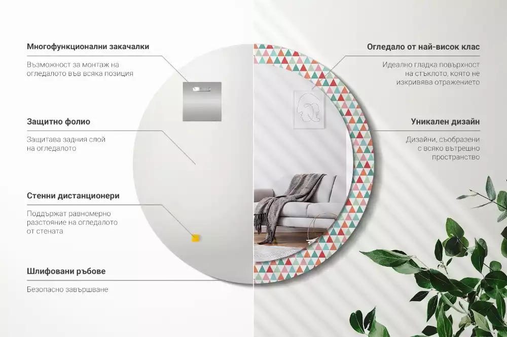 Kulaté dekorativní zrcadlo Geometrický vzor