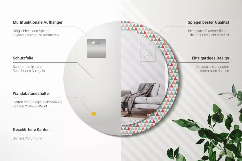 Kulaté dekorativní zrcadlo Geometrický vzor