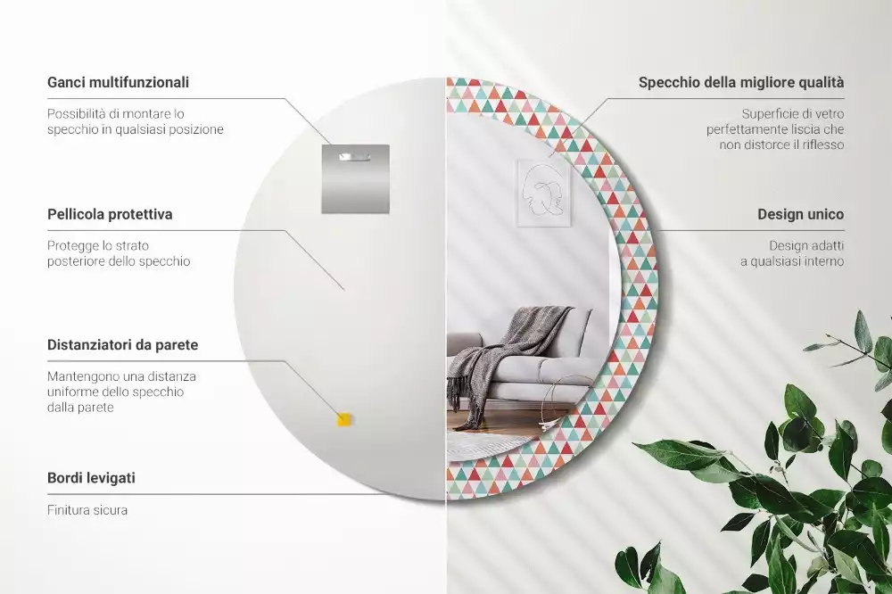 Kulaté dekorativní zrcadlo Geometrický vzor